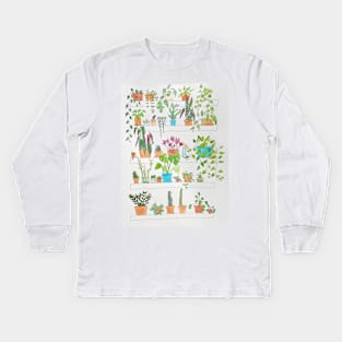 Colorful Houseplant Shelf Kids Long Sleeve T-Shirt